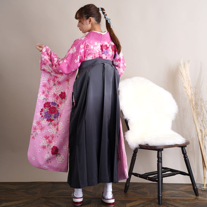 【レンタル】 袴 18点セット 振袖 袴91cm（身長153-158cm） ブーツ着用時165cmまで適応 卒業式 大学生 専門学生 フルセット レディース 往復送料無料 （1014600711）