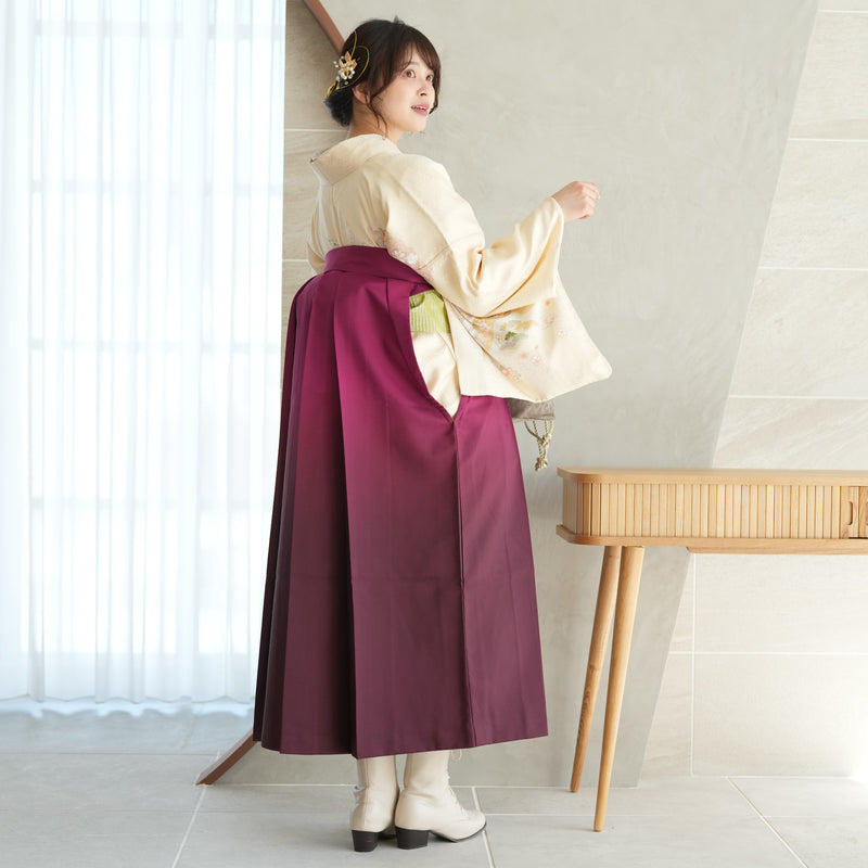 【レンタル】 袴 18点セット 訪問着 袴91cm（身長153-158cm） ブーツ着用時165cmまで適応 正絹着物 卒業式 教員 教職員 先生 フルセット レディース 往復送料無料 （1042601311）