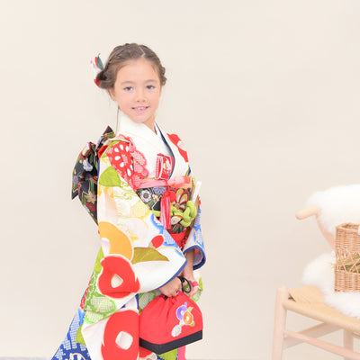 【レンタル】七五三 7歳 女の子 芸艸堂 うんそうどう 着物 日本製 作り帯 子供 kids 四つ身 お祝い着 往復送料無料 （1409605100）※2024年10～11月予約空き無し