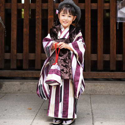 【レンタル】七五三 3歳 着物 ひよこ商店 女の子 被布セット 子供 kids 三つ身 お祝い着 往復送料無料 （1403603300）