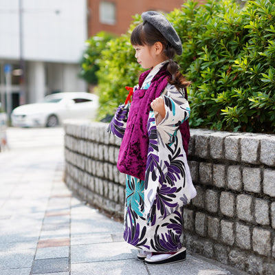 【レンタル】七五三 3歳 着物 ひよこ商店 女の子 被布セット 子供 kids 三つ身 お祝い着 往復送料無料 （1403603400）