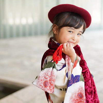 【レンタル】七五三 3歳 着物 ひよこ商店 女の子 被布セット 子供 kids 三つ身 お祝い着 往復送料無料 （1403603700）※2024年10～11月予約空き無し