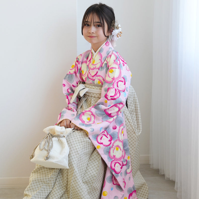 【レンタル】 袴 15点セット pom ponette / ポンポネット ジュニア 袴87cm（身長145-152cm） 着物 フルセット 小学生 卒業式  （1421635411）