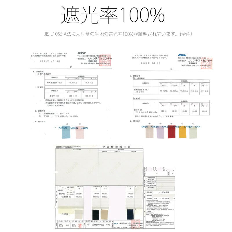 【 日傘 utatane 100％遮光 UV遮蔽率99.9％以上 一級遮光 晴雨兼用 ソリッドカラー バンブーハンドル タッセル付 】 折りたたみ 3段 55cm 内ストラップ付【キットB】 （2512614401）