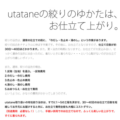 浴衣3点セット（浴衣/帯/下駄） utatane 有松絞り ゆかた フリーサイズ（身長155-165cm）雪花絞り ブルー 三浦杏花（@kyoka314）ちゃん着用！（5010207811）