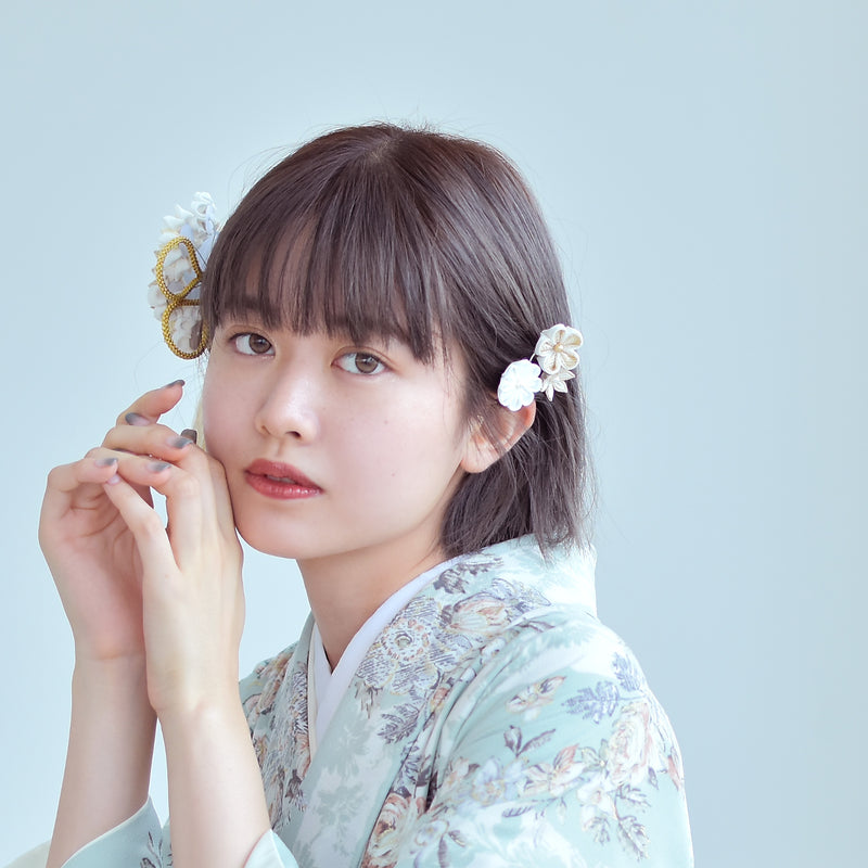 髪飾り ヘアアクセサリー コーム・Uピン3点セット 剣菊＆タッセル （5432603901）