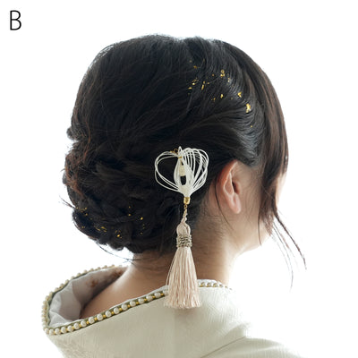 髪飾り ヘアアクセサリー 水引＆タッセルほおずきかんざし 鬼灯 単品 日本製  （5432621301）