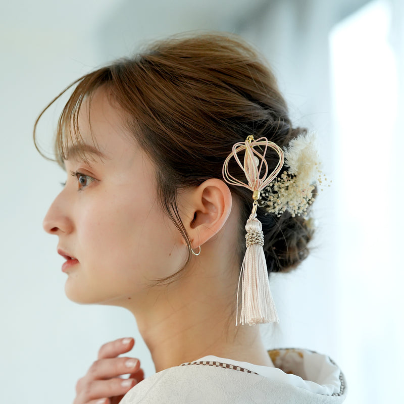 髪飾り ヘアアクセサリー 水引＆タッセルほおずきかんざし 鬼灯 単品 日本製  （5432621301）